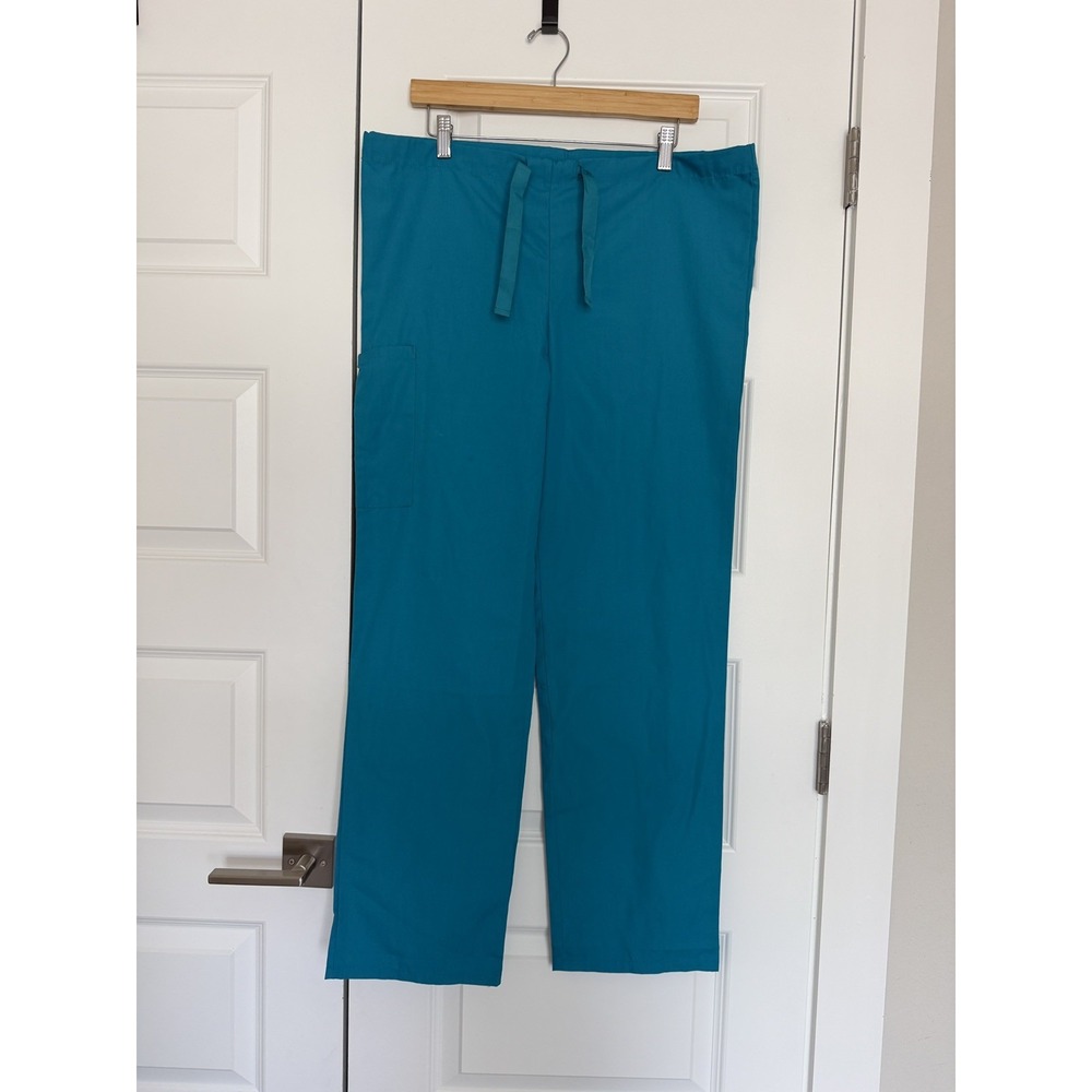 Sivvan Women's Scrubs Drawstring Cargo Pants Bottoms Turquoise Blue, Size XS